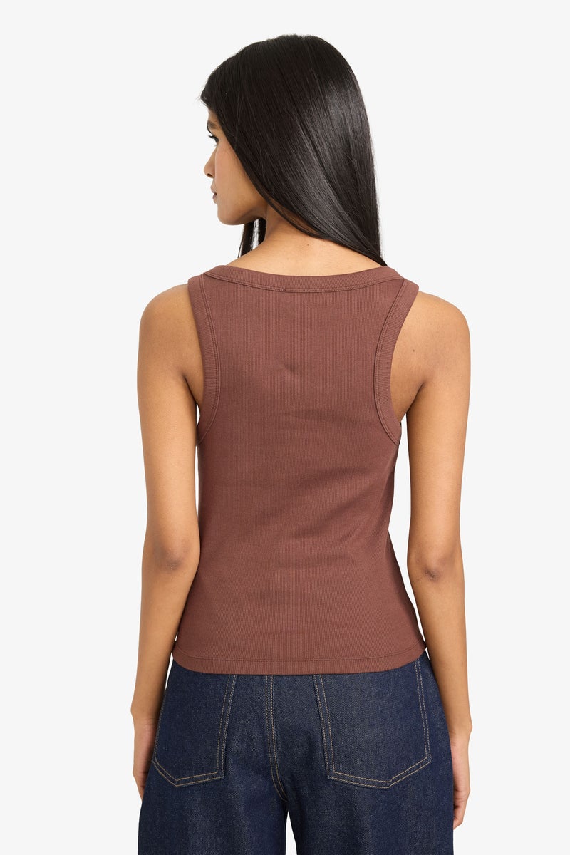 DeFacto Brown Woman Slim Fit Camisole U Collar Tank Top Casual - Image 5